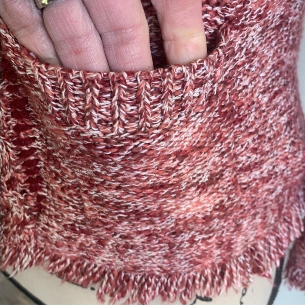Anthropologie Angle Of The North Eliot Fringe Red White Cardigan Sweater Small - Picture 6 of 9